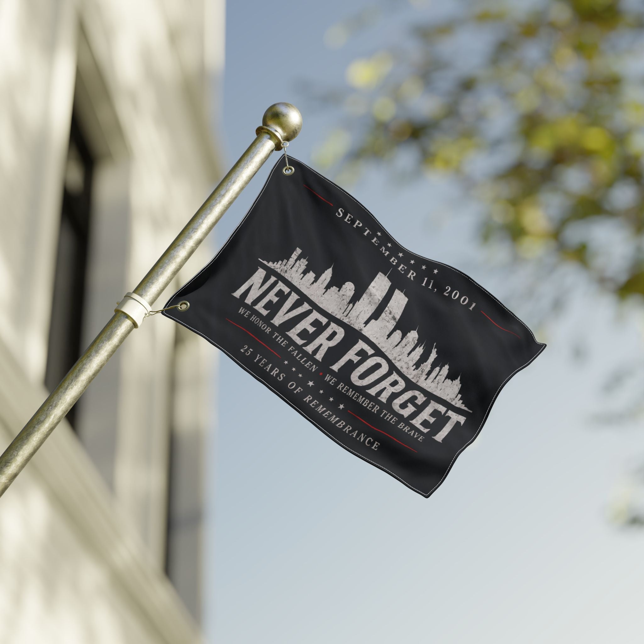 Never Forget 9/11 Memorial Flag  Remembrance