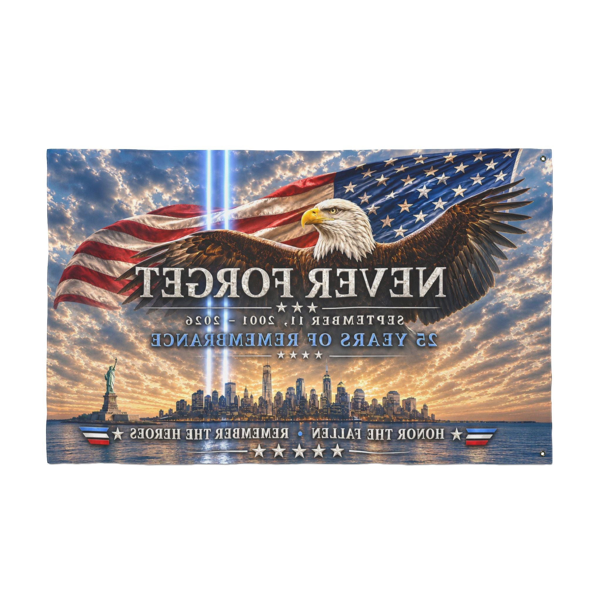 Never Forget 9/11 Memorial Flag — Double-Sided Tribute Garden & Outdoor Flag