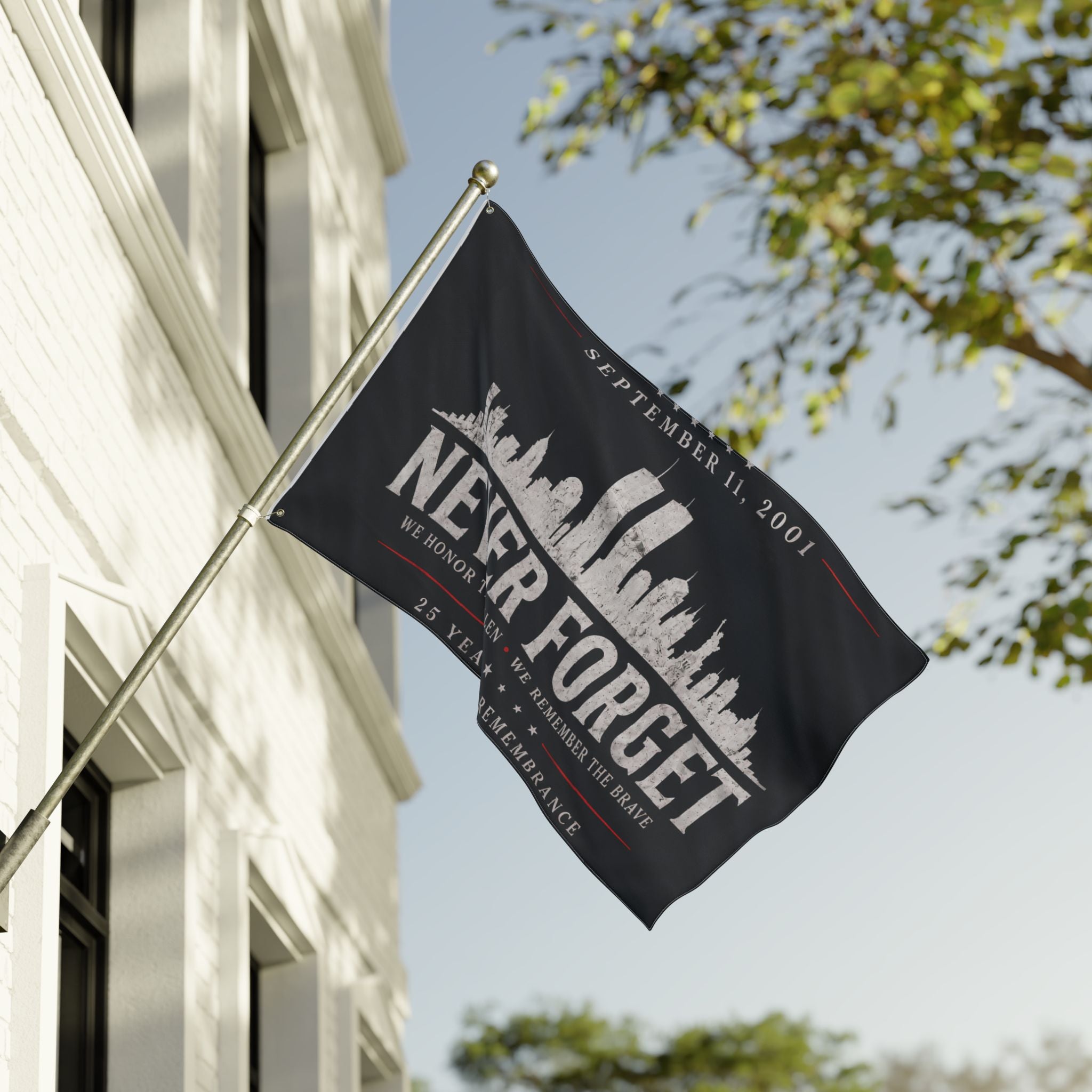 Never Forget 9/11 Memorial Flag  Remembrance
