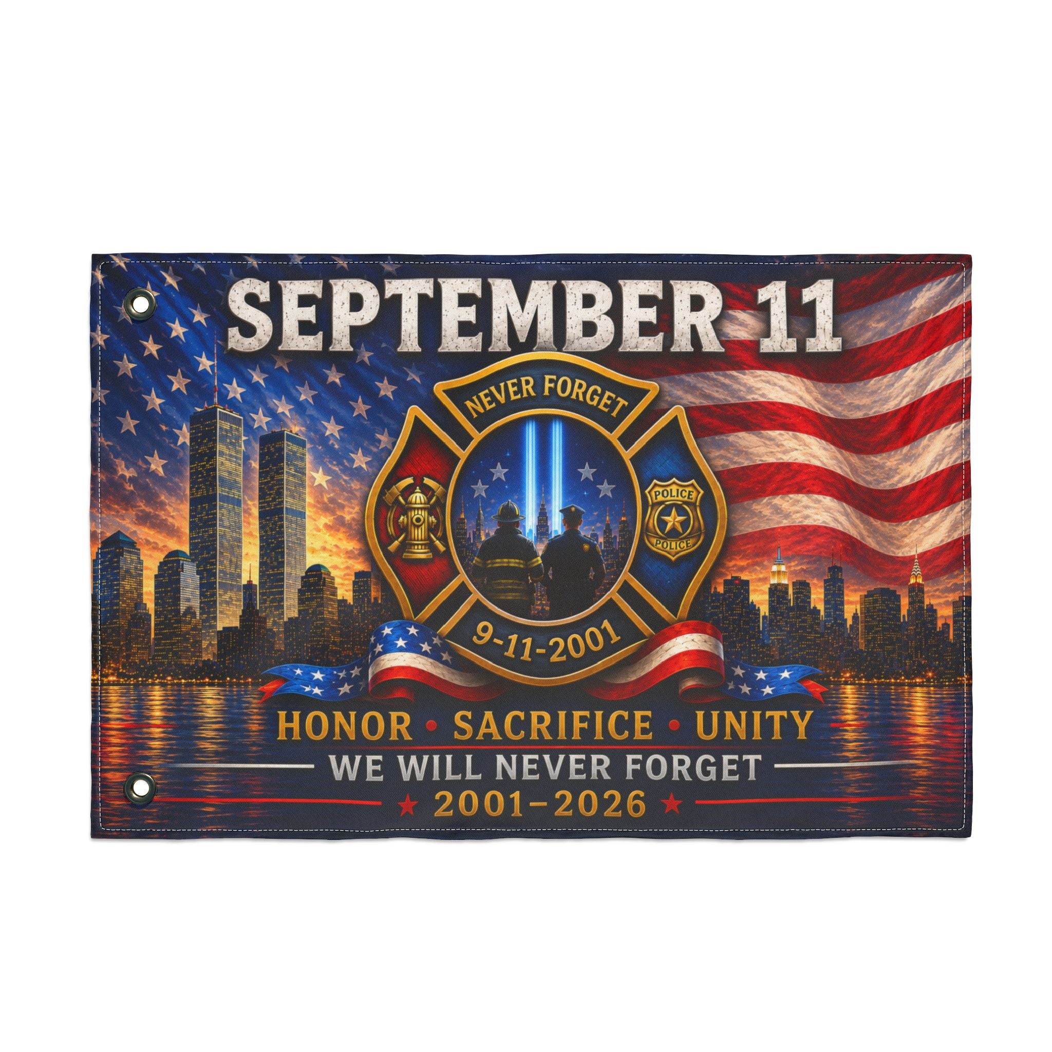We Will Never Forget 9/11 Memorial Flag