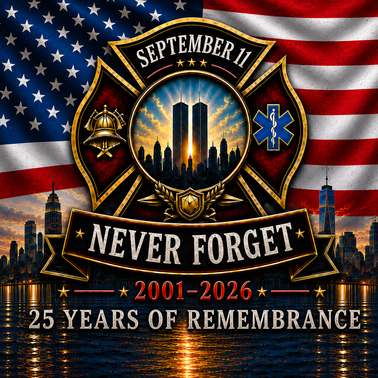 Never Forget September 11 Memorial Flag -06