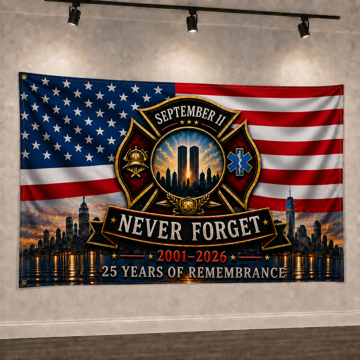 Never Forget September 11 Memorial Flag -06