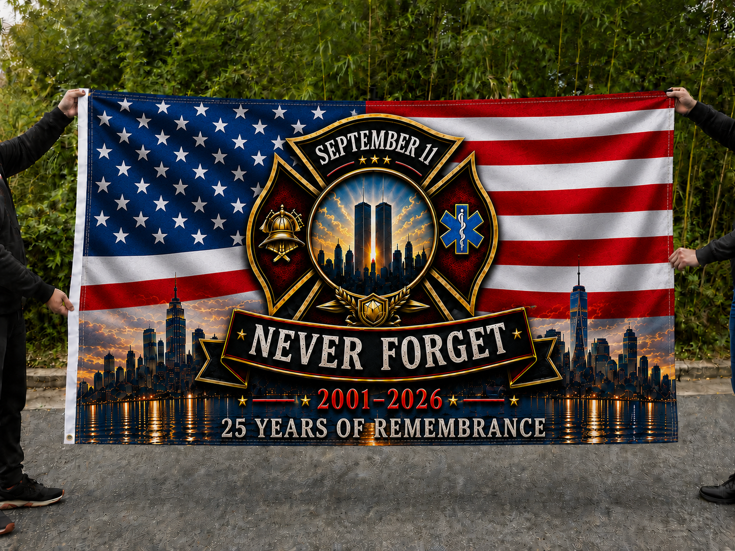 Never Forget September 11 Memorial Flag -06