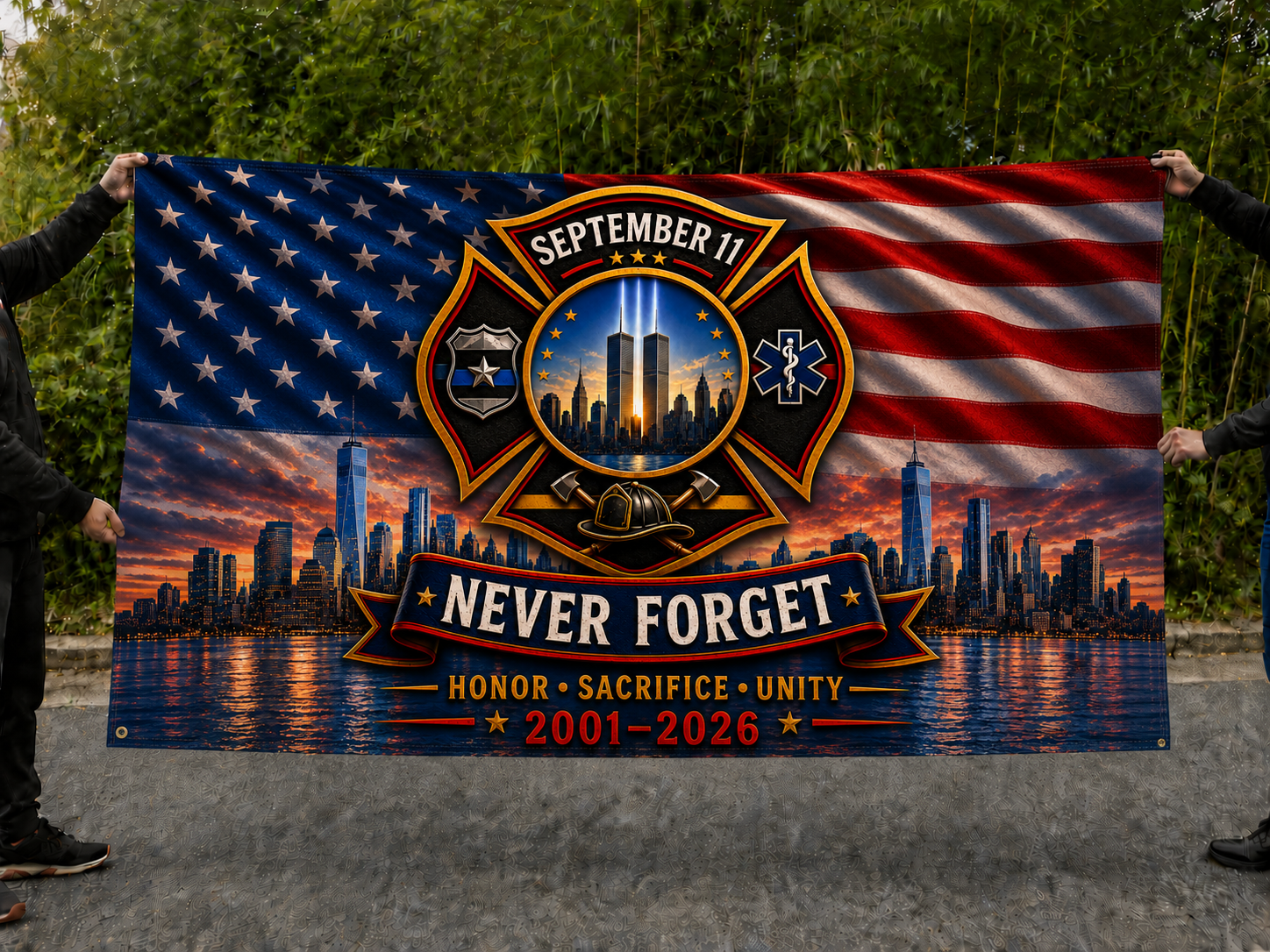 Honor, Sacrifice & Unity 9/11 Memorial Flag