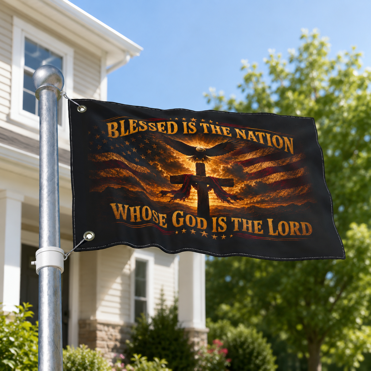 Blessed Is The Nation Christian Patriotic Flag