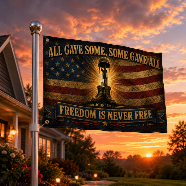 Freedom Is Never Free Memorial Military Tribute Flag