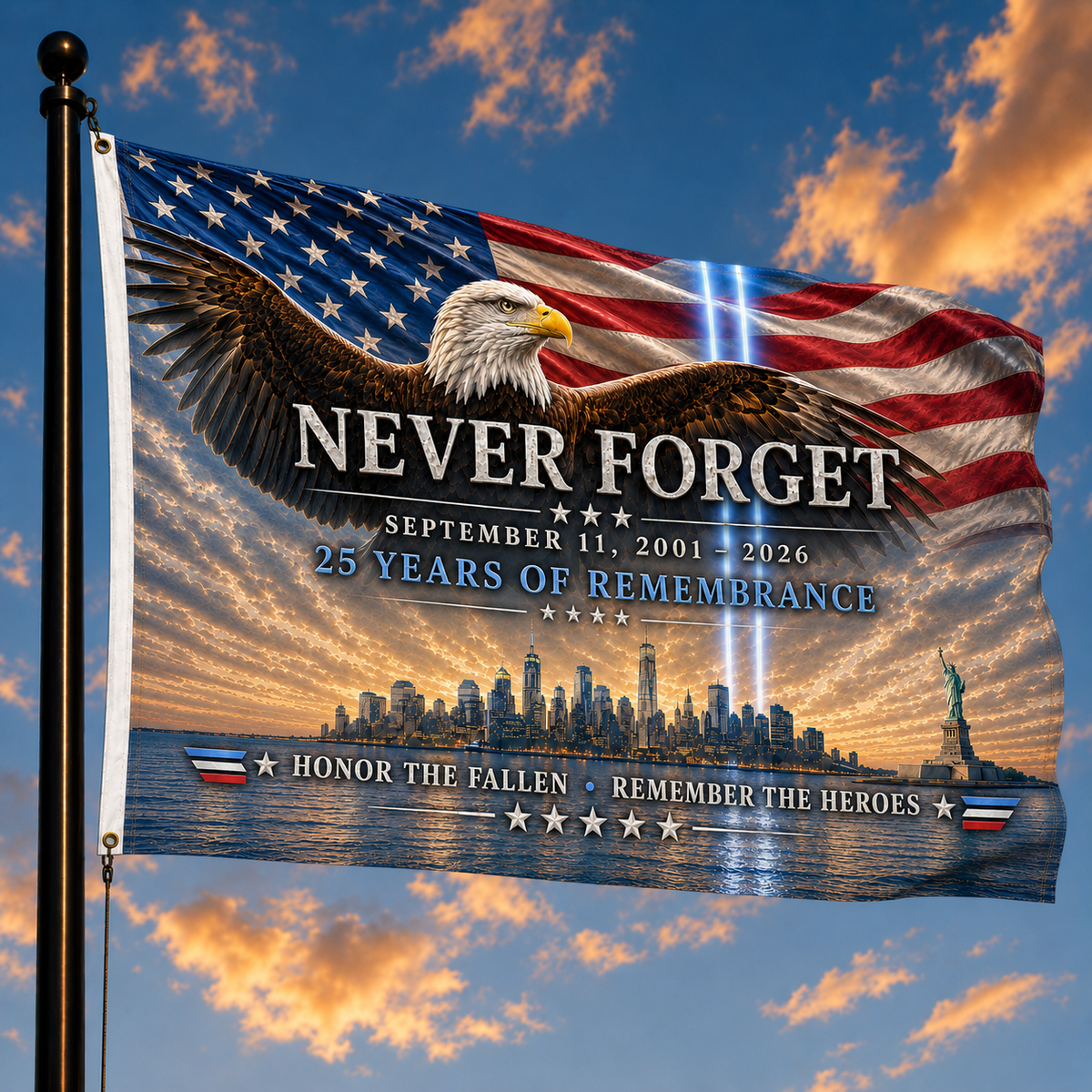 Never Forget 9/11 September 11th Eagle Flag
