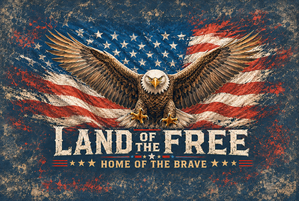 Patriotic Eagle Flag Land of the Free,