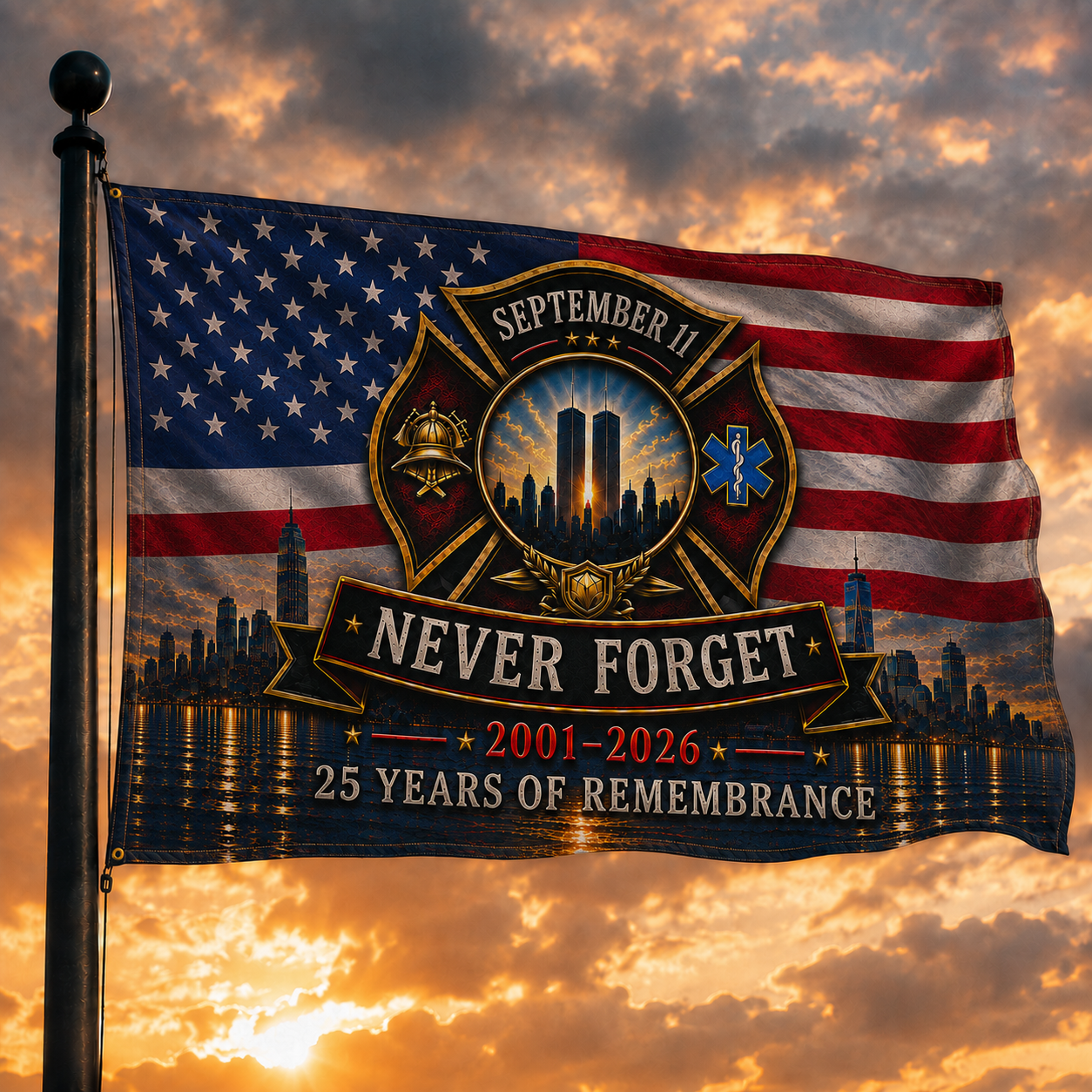 Never Forget September 11 Memorial Flag