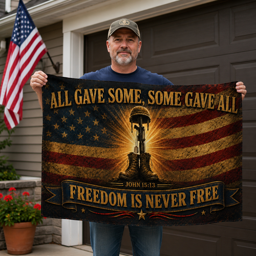 Freedom Is Never Free Memorial Military Tribute Flag