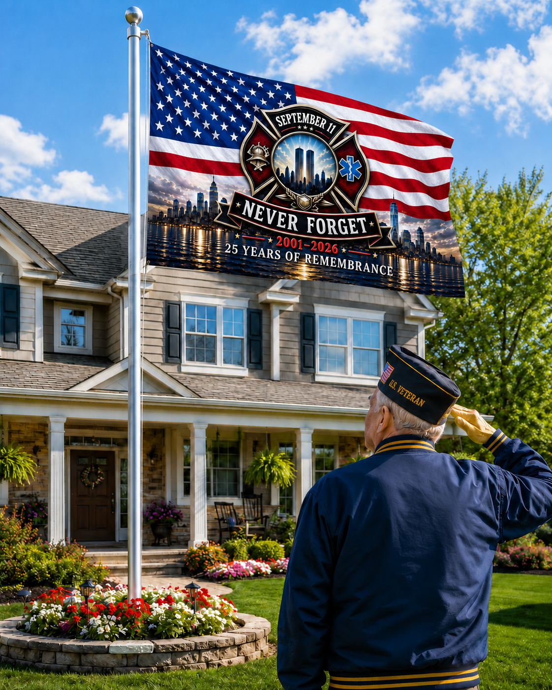 Never Forget September 11 Memorial Flag