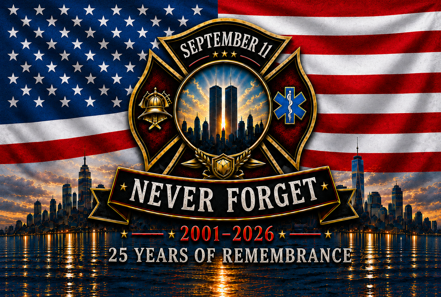 Never Forget September 11 Memorial Flag