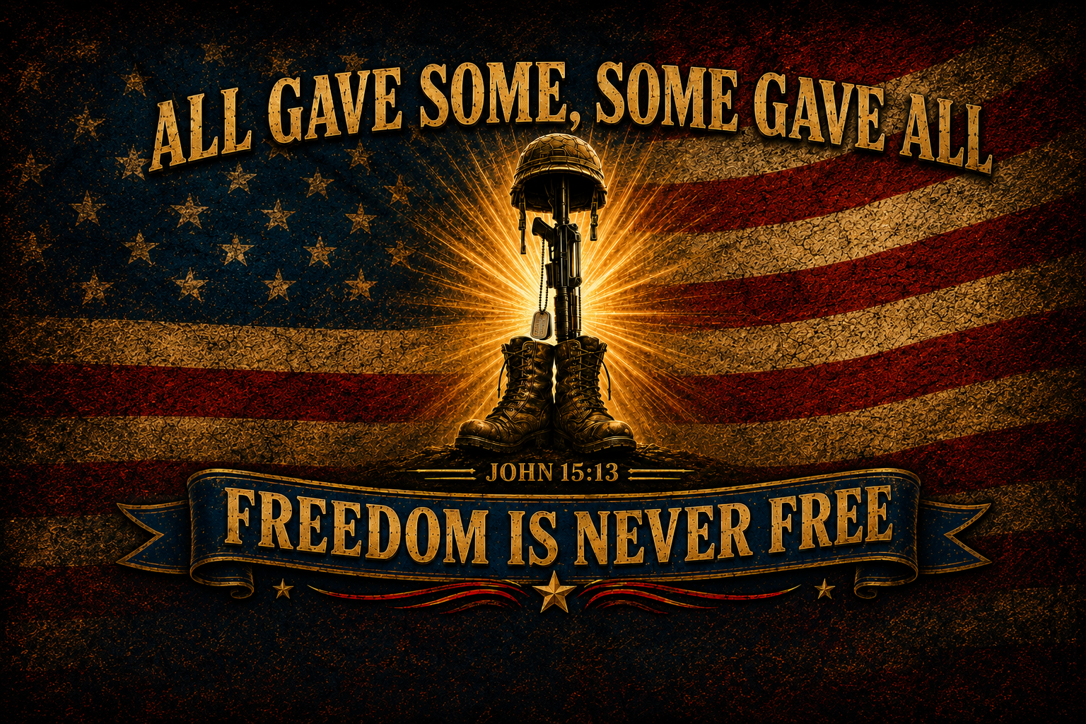 Freedom Is Never Free Memorial Military Tribute Flag