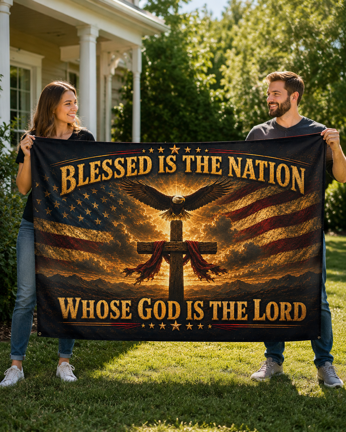 Blessed Is The Nation Christian Patriotic Flag
