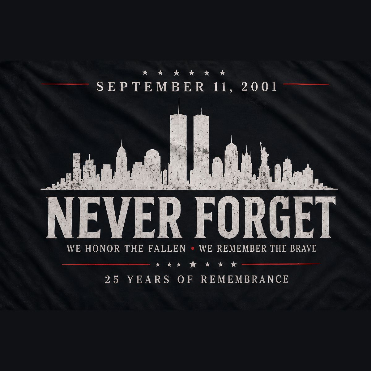 Never Forget Skyline 9/11 Memorial Flag - 04