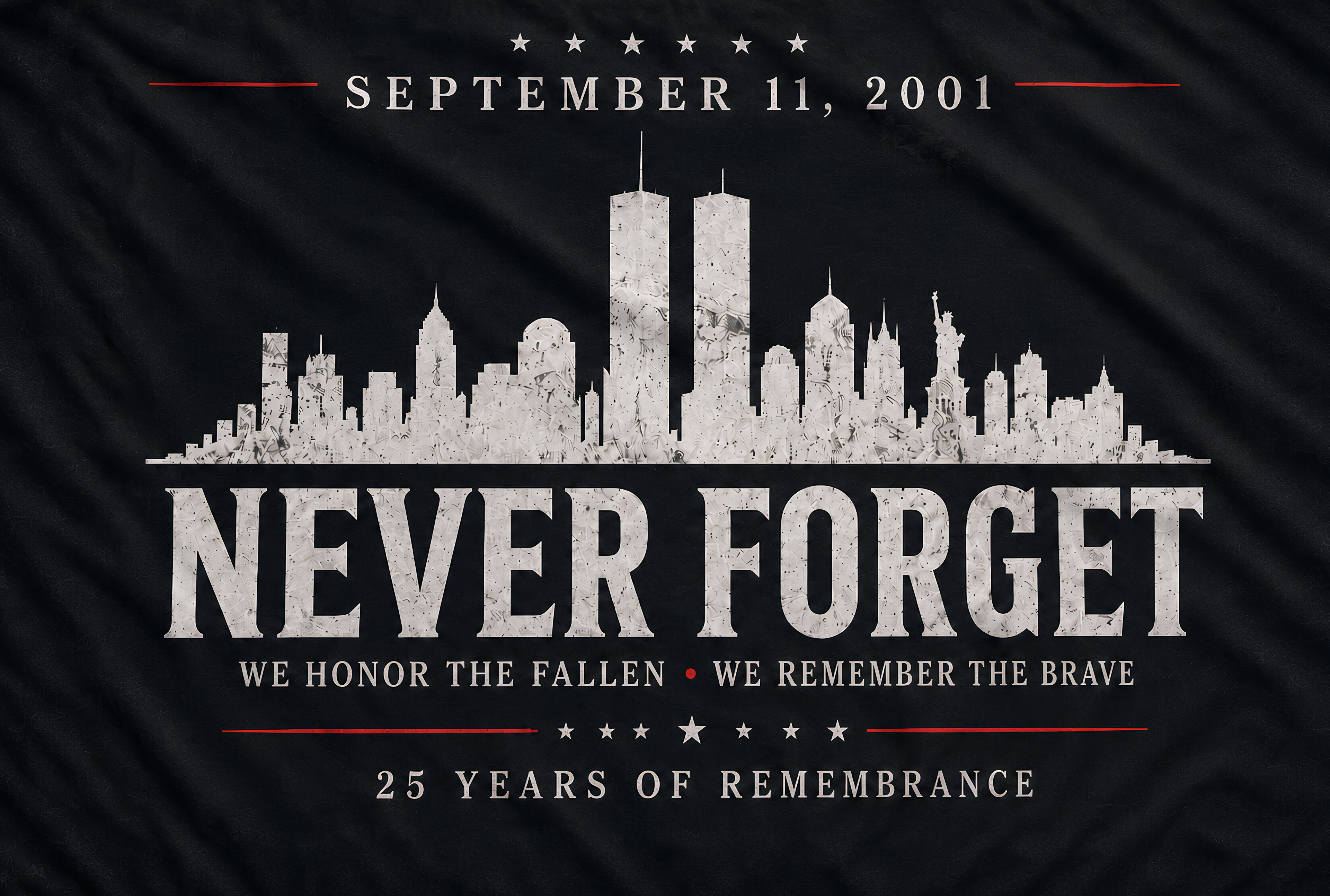 Never Forget 9/11 Memorial Flag - 25 Years of Remembrance
