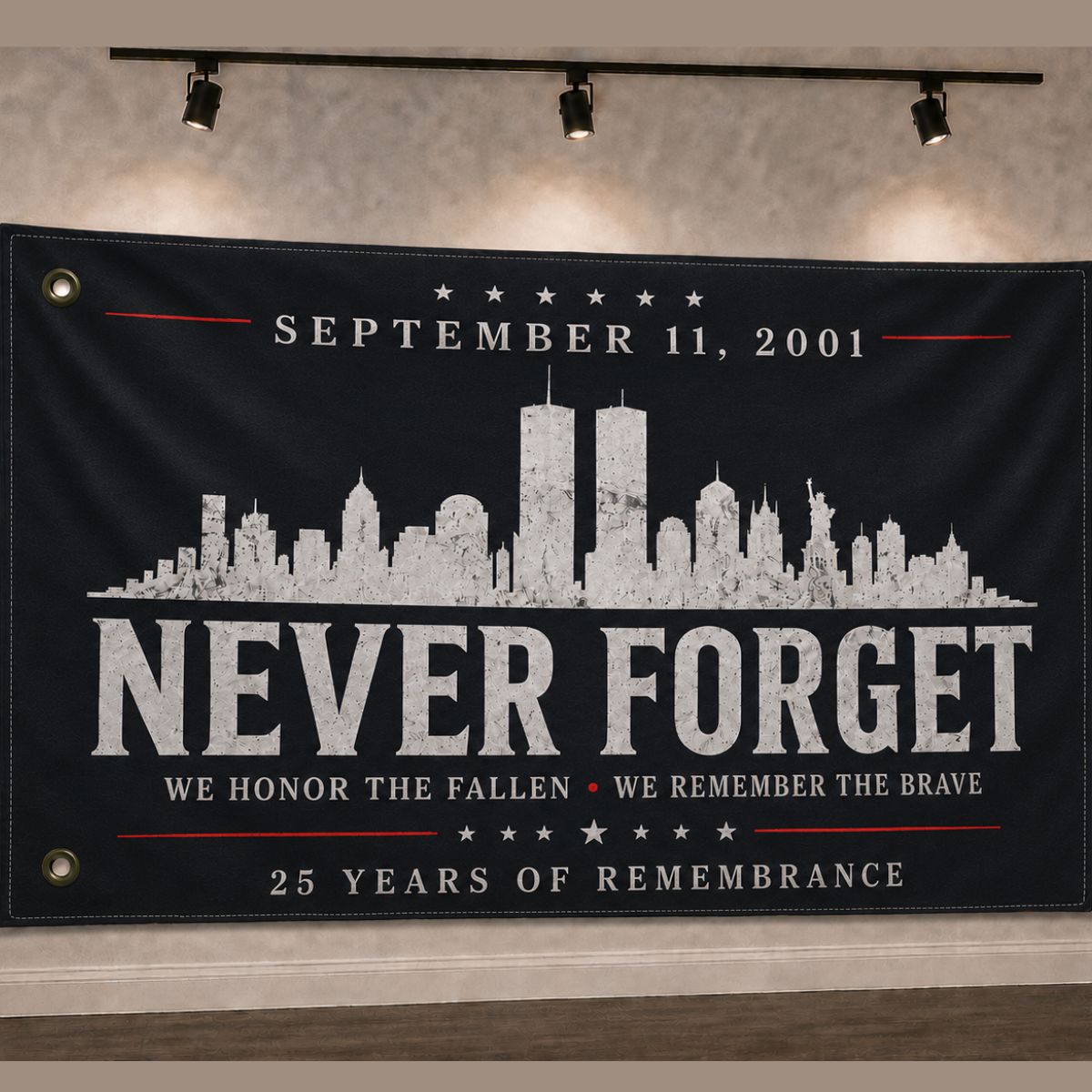 Never Forget Skyline 9/11 Memorial Flag - 04